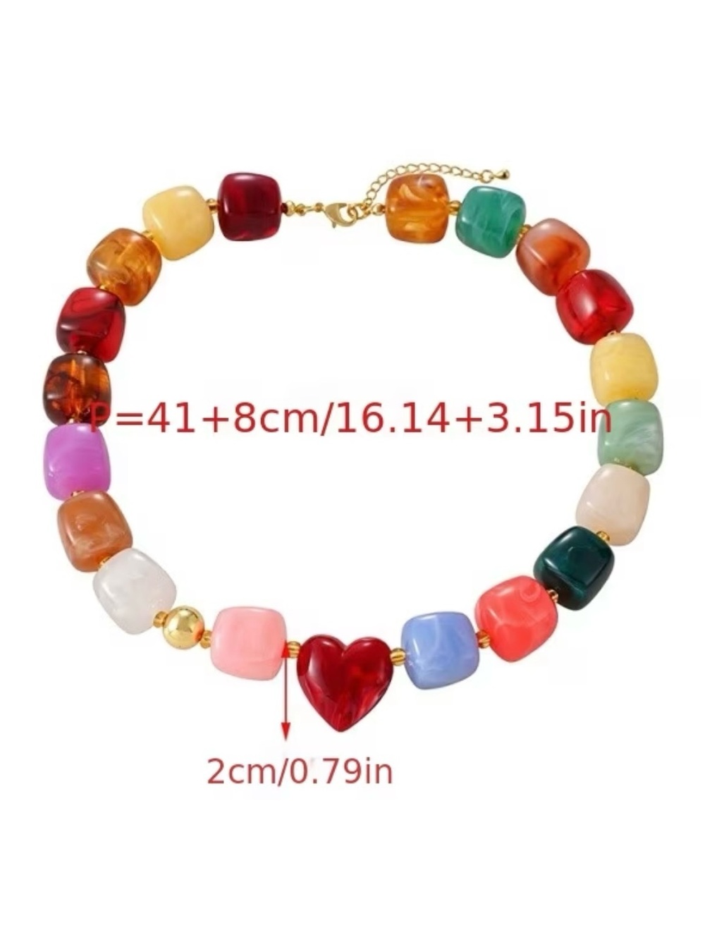 NEW! Trendy Red Heart Beaded Necklace 🍷 B1-69 - Picture 6 of 7